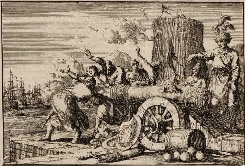 Gravure hollandaise de 1698. En représailles au bombardement d'Alger
